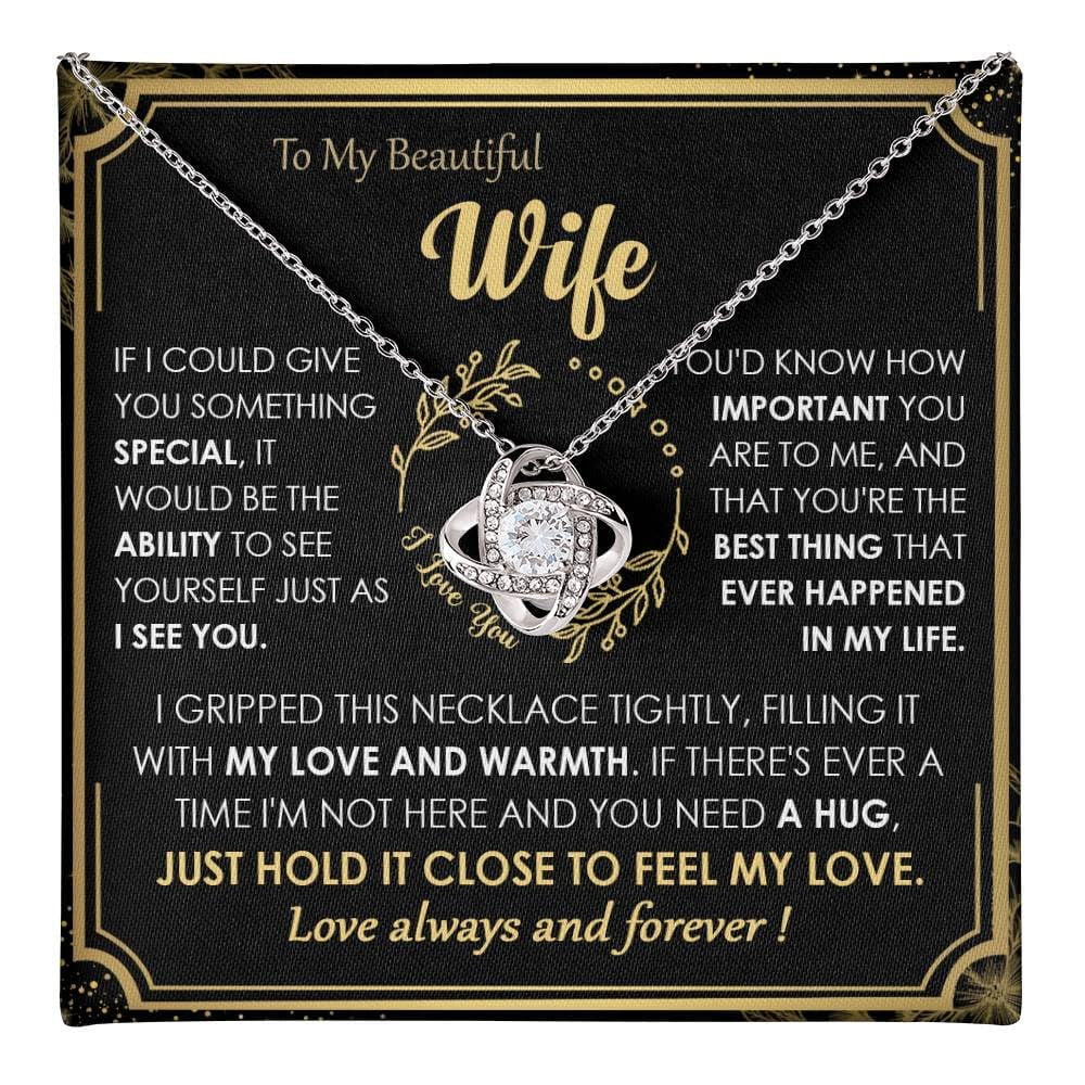 Wife Necklace From Husband, To My Soulmate Jewelry, Romantic Birthday Valentine, Anniversary Surprise Present For Her #276, White Love Knot Necklace
