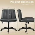 thumbnail image 2 of LEMBERI Armless Office Desk Chair with Wheels,Faux Leather Cross Legged Wide Chairs, Mid Back Swivel Computer Task Chairs for Home Office,Make Up,Small Space,Bed Room, Grey, 2 of 16
