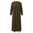 thumbnail image 3 of Hauaitttt Women Middle Solid Color Puff Sleeve Dress Zipper Front Round Neck Elastic Robe Long Hijab Banana Leaf Dress for Girls Nation of Islam Shirt Traditional Dresses for Girls Dress Women Summer, 3 of 4