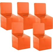 Raffle Ticket Box Donation Collection Ballot Box Reusable Sturdy thick Cardboard Box with Slot comment Suggestion Box With Removable Header 6H x 6W x 6D, Display area 6H x 6WOrange 5 pack