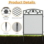 5pcs Panel Metal Garden Fence Tall Pet Dog Playpens Edging Fencing with Lockable Gate, 23.6x43.3inch