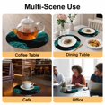 thumbnail image 2 of Teal Blue Rose Round 13 Inch Placemats Set of 8, Vintage Abstract Garden Flower Floral Black HeatResistant Non Slip Place Mats for Dining Table, Wipeable Braided Kitchen Table Mats for Housewarming, 2 of 9