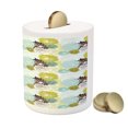 thumbnail image 3 of Floral Piggy Bank, Pastel Wildflowers Drawing of Foliage Leaves Nature Inspired Flora, Ceramic Coin Bank Money Box for Cash Saving, 3.6" X 3.2", Yellow Green Pale Blue, by Ambesonne, 3 of 4