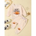 thumbnail image 3 of Toddler Baby Boy Fall Outfits 3 6 12 18 24 Months 2T 3T Football Letter Print Long Sleeve Crew Neck Pullover with Long Pants Clothing Set, 3 of 6