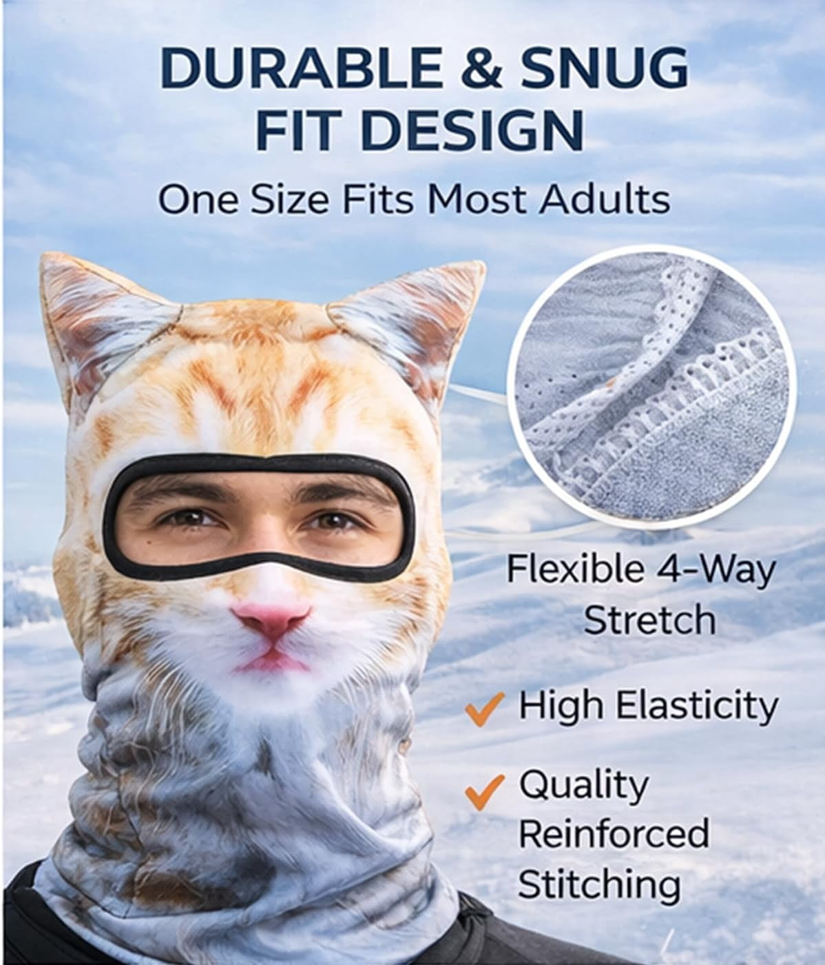 3 Pack Cat Ski Mask Shiesty Balaclava Cute Funny Animal Face with Ears Fuzzy Kitty Suitable for Outdoor Activities