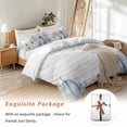 thumbnail image 7 of Thanksgiving Blue Bedding Duvet Cover Set King 4 Pieces Pumpkin Leaf Autumn Botanical Farm Wood Grain Bedding Set with Zipper Closure,1 Comforter Cover 92x106 Inches 1 Flat Sheet & 2 Pillow Cases, 7 of 7