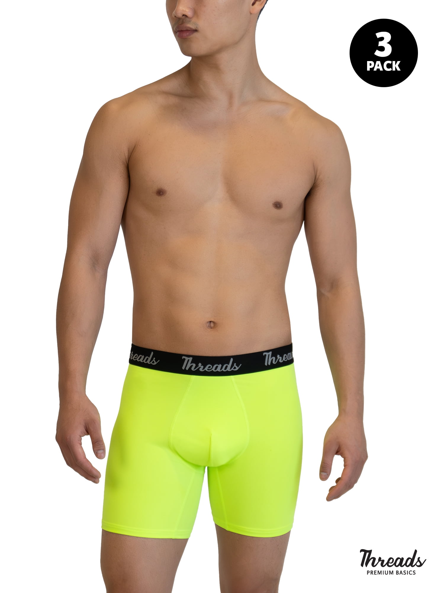 Threads Men's Underwear, 6" Ultra-Soft Premium Performance Boxer Briefs, Moisture Wicking, Anti-Odor, 3-Pack