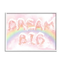 Stupell Industries Dream Big Sparkle Cloud Typography Pink Sky Rainbow, 30 x 24, Design by Ziwei Li