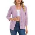 thumbnail image 6 of Chiclily Women's Cropped Cardigan Sweaters 3/4 Sleeve Button Down Crochet Textured Shrug S-2XL, 6 of 7