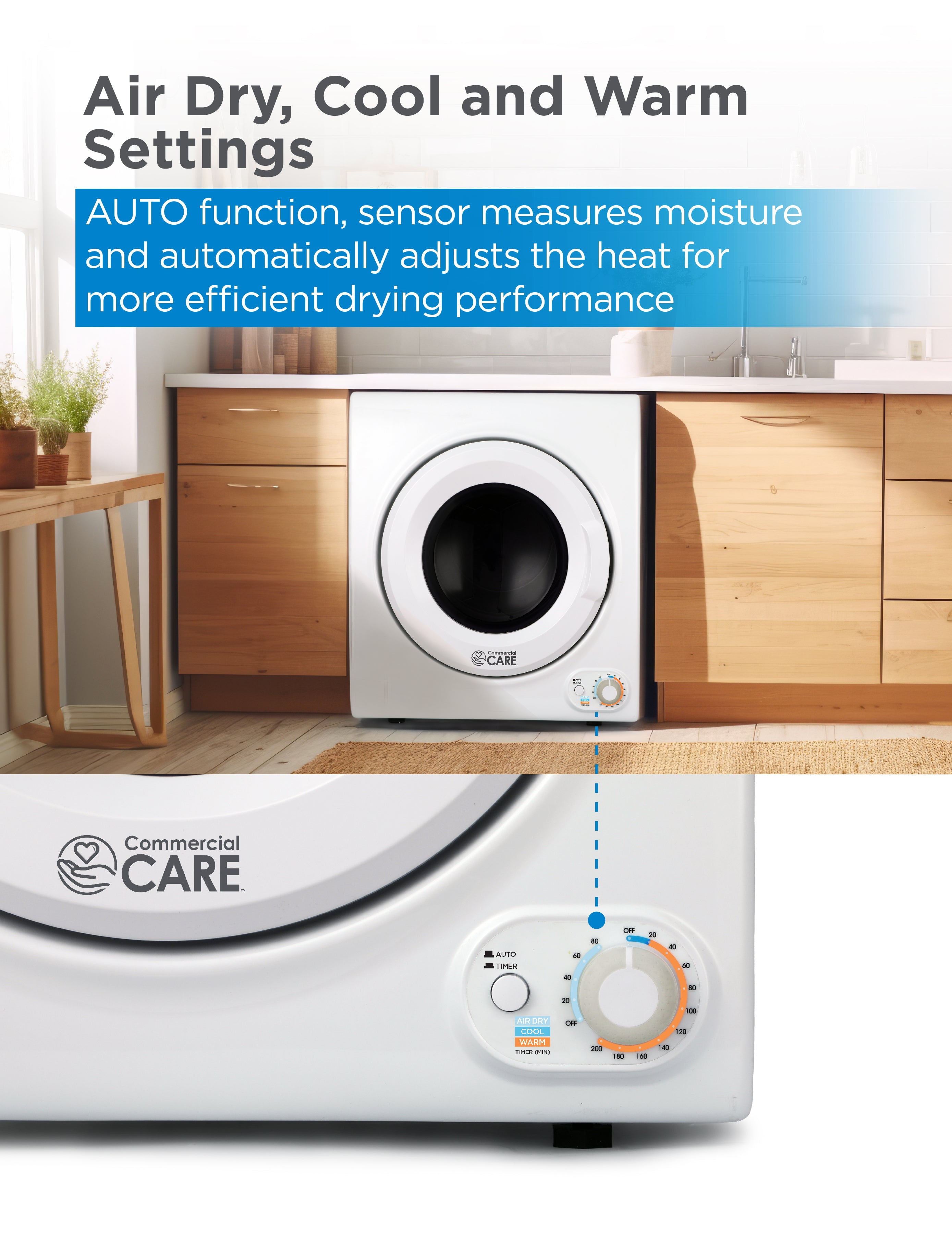 Commercial Care 3.5 Cubic Feet Electric Dryer 120V Front Loading Dryer Machine Holds Up To 13.2 lbs