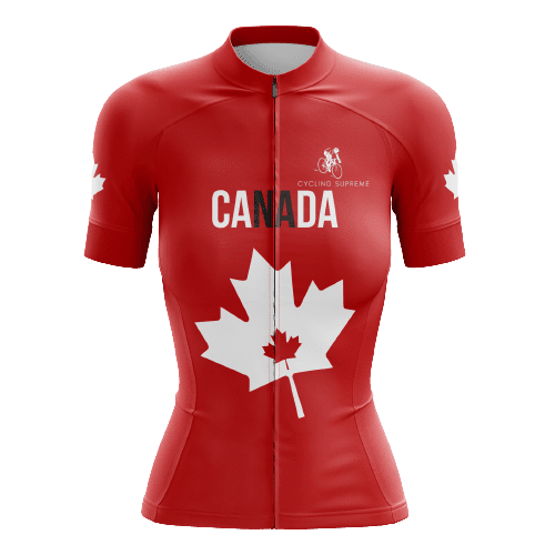 Canada Chandail de Cyclisme pour Femme à Feuilles Rouges/blanches - TG