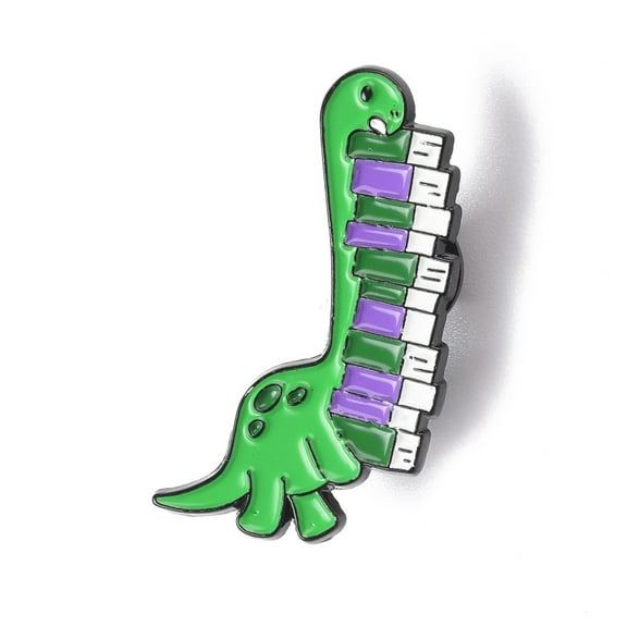 10 pc Dinosour with Book Enamel Pin Cartoon Alloy Badge for Backpack Clothes Electrophoresis Black Green 39x23x1.5mm Pin: 1.3mm