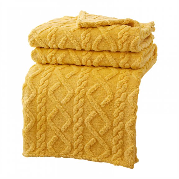 AUQ Throw Blanket,Gentle Fleece Layers Soft Throw Blanket,Peaceful Lounge Vibe Throw Blankets,Yellow,150*200cm