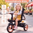 thumbnail image 3 of KORIMEFA 7‑in‑1 Foldable Kids Tricycle, Convertible Stroll Trike with Removable Canopy, Safety Harness, for 1‑5 Years Old Toddler, Pink, 3 of 17