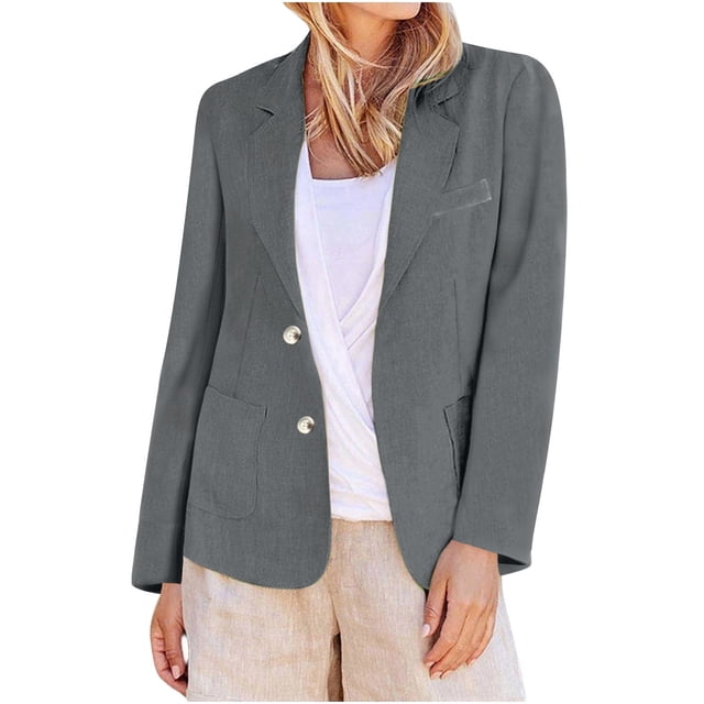 Mgmyaa Blazer Décontracté à Manches Longues pour Femmes avec Col Cardigan pour Bureau Usage Quotidien Veste de Mode Polyester Léger