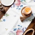 thumbnail image 3 of Gnomes Easter Table Runner - 48 Inch Long Colorful Spring Floral Weeping Eggs Cotton and Linen Blended Dress Scarves Farmhouse Table Runner for Kitchen Dining, Coffee Table, 13" x 48", 3 of 8