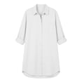 thumbnail image 6 of Guieoi Women's Elegant Casual Vacation-Style Long-Sleeve Shirt Dress Fall with Two Pockets White XL, 6 of 6