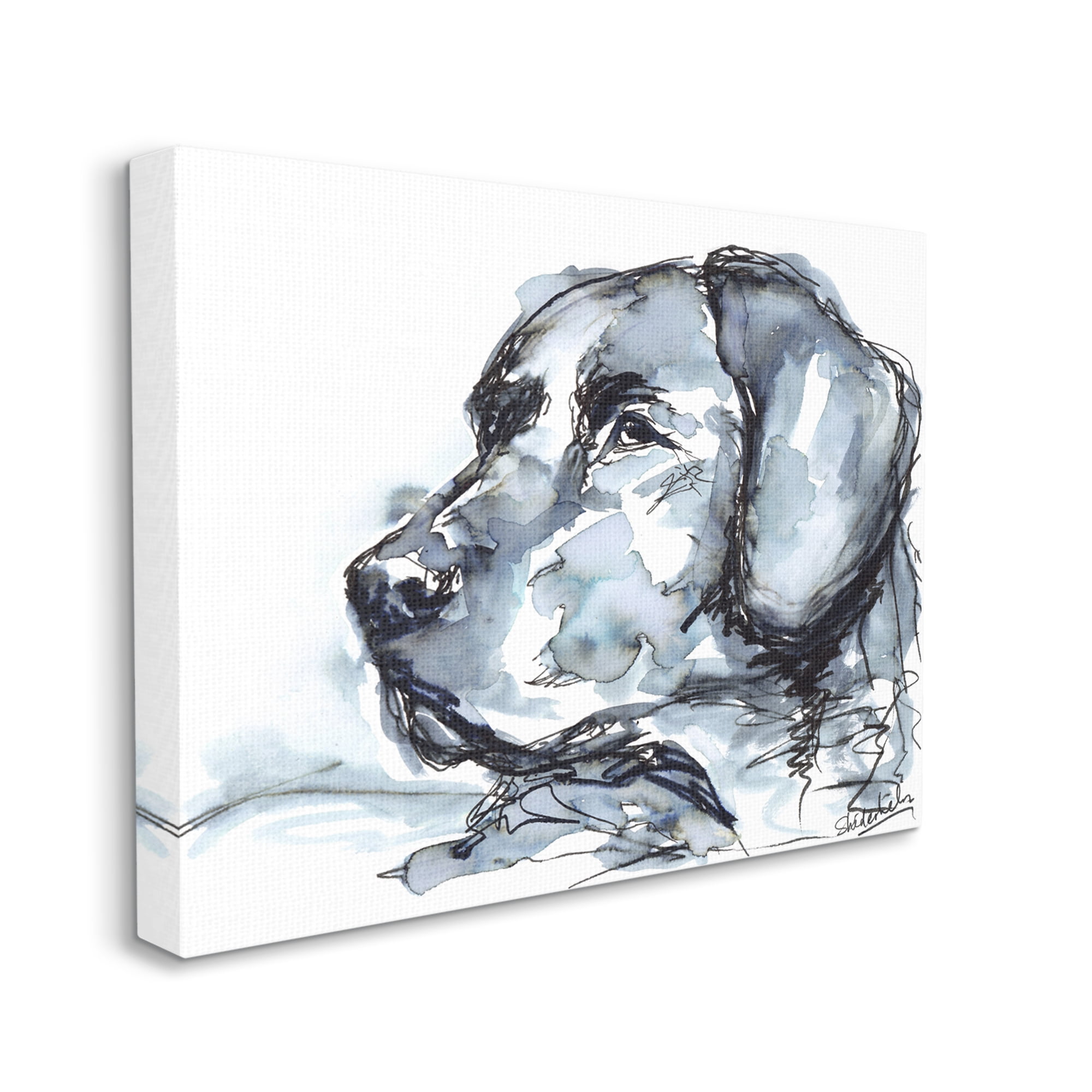Stupell Industries Dog Watercolor Portrait Animals & Insects Painting Gallery Wrapped Canvas Print Wall Art, 20 x 16