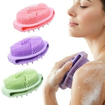 Abaima 3 Pcs Silicone Exfoliating Body Scrubber for Women Men, Silicone Body Shampoo Brush, Soft Silicone Loofah for Sensitive Skin in 3 Color, Shower Silicone Hair Scalp Massager, Lather Well