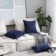 thumbnail image 3 of IMMEKEY Pillow Cover Set of 2 Plush Striped Corduroy Velvet Throw Pillows , 18x18 inch, Navy Blue, 3 of 7
