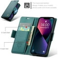 thumbnail image 3 of Funda para iPhone 13 Mini, tipo billetera con tarjetero, función atril, bloqueo RFID, cierre magnético, protección a prueba de golpes, de piel sintética, con tapa tipo billetera, 3 of 7