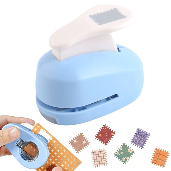 Stamp Punch, Stamp Puncher, Rectangular Postage Stamps Punches, Paper Punches for Crafting, Stamp Cutter Hole Puncher for Scrapbooking, Journaling, Card Making, Blue