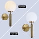 thumbnail image 3 of Aplique de pared nórdico moderno con bola de cristal lechoso, lámpara de noche para interiores, aplique de pared de metal dorado con bombilla blanca, para vestíbulo, comedor, luz decorativa de pared., 3 of 5