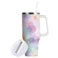 thumbnail image 2 of 30 oz Tumbler With Handle Stainless Steel Insulated Tumbler With Lid for Car Cup Holder Watercolor Pastel Rainbow Flowers, 2 of 9