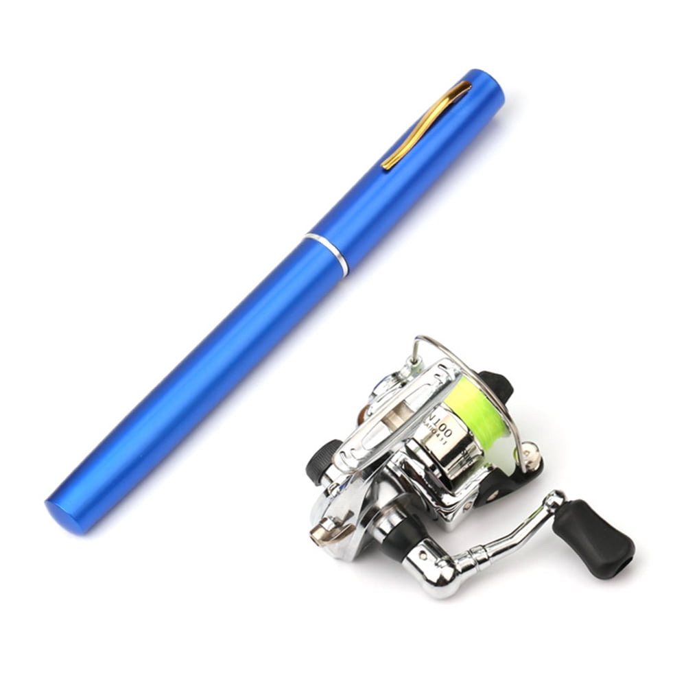 Mini Portable Fishing Rod Bait Telescopic Pocket Aluminum Alloy Pen Pole Reel AH