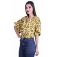 thumbnail image 3 of Moomaya Womens Wrap Top Printed V-Neck Short Wrap Blouse Casual Clothing, 3 of 5
