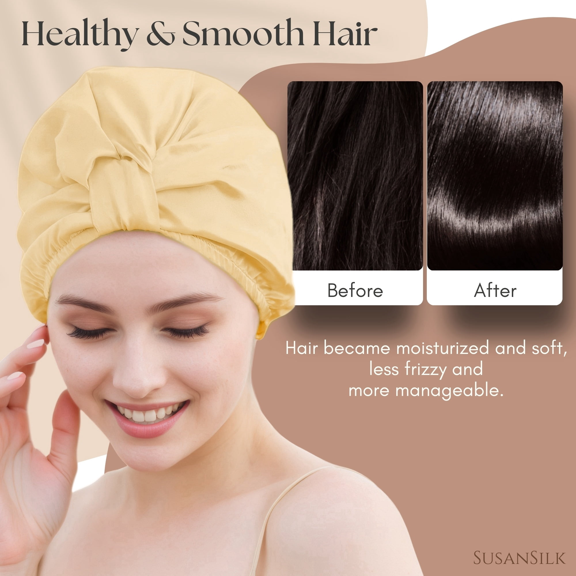 SusanSilk Premium Mulberry Silk Bonnet with French Twist Flower Design, Breathable, Adjustable