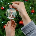thumbnail image 4 of Merry Christmas Santa Reindeer Antlers Shetland Sheepdog Sleigh Xmas Winter Holiday Ceramic Round Ornament Sheltie Dog Lover Gifts Home Tree Decor - 00023, 4 of 5