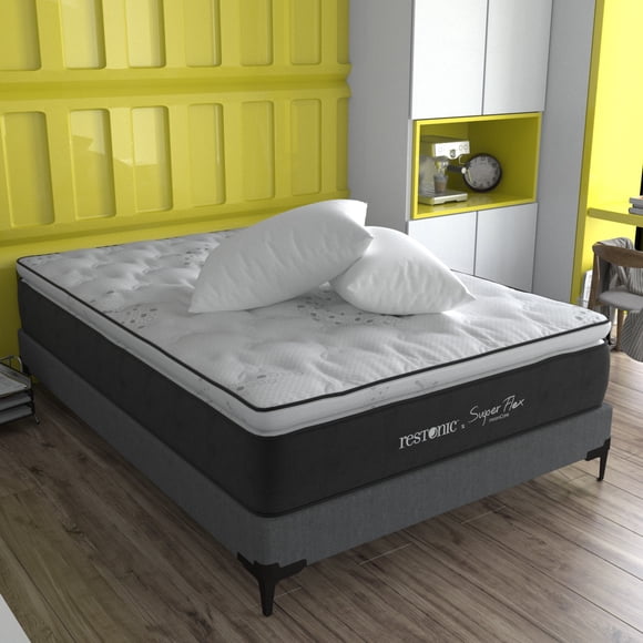 Colchon Queen Size Restonic Flexxy + Almohada Memory Foam + 1 Almohada Bleden