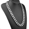 thumbnail image 5 of QQTDFG Men Chain Necklace Stainless Steel Curb Link Choker 12/15/17/19mm Christmas Gift-34 inch or 86cm-12mm width-Silver, 5 of 6