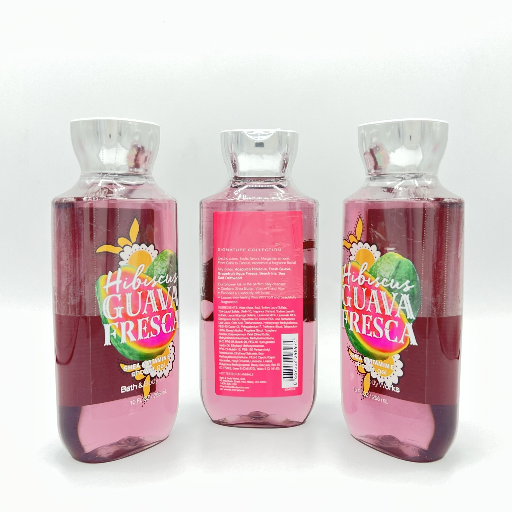 Bath & Body Works Hibiscus Guava Fresca 10oz Shower Gel, Pack of 3