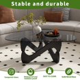 thumbnail image 3 of Modern Glass Top Coffee Table with Walnut Base - Mid Century Style Living Room Furniture, 3 of 7