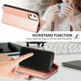 thumbnail image 5 of Wallet Case for iPhone 11 6.1 inch 2019, 5 Card Slots Magnetic Closure Zipper Pocket Handbag PU Leather Flip Case with Wrist Strap TPU Kickstand Cover - Rose Gold, 5 of 15