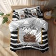 thumbnail image 2 of Happy Birthday Full Size Comforter Set, Watercolor Cake Colored Candle Candy Black Stripes Bedding for All Seasons, 4 Pcs Bed Set, 1Quiltcover (86"x86") ,1Sheet(80"x116"), 2Pillowcases (30"x20"), 2 of 9