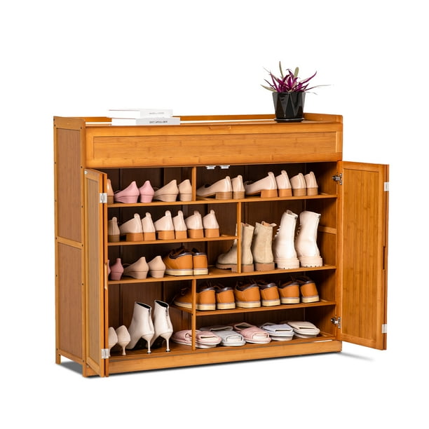 MoNiBloom Bamboo 6 Tier 30 Pairs Shoe Organizer with Folding