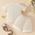 thumbnail image 6 of OBEEII Summer 2 Piece Outfits for Baby Little Girls Beige Pullover Top with Pants Comfy Waffle Short Sleeve T Shirt Baby Clothes for 9M-4T, 6 of 6