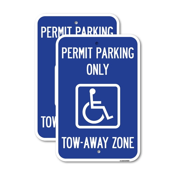 (2 Pack) Accessible Permit Parking Only Tow-Away Zone with Symbol | 18" X 24" Heavy-Gauge Aluminum Sign | Rust Free Aluminum, Weather Resistant, Waterproof, Fade Resistant, 2