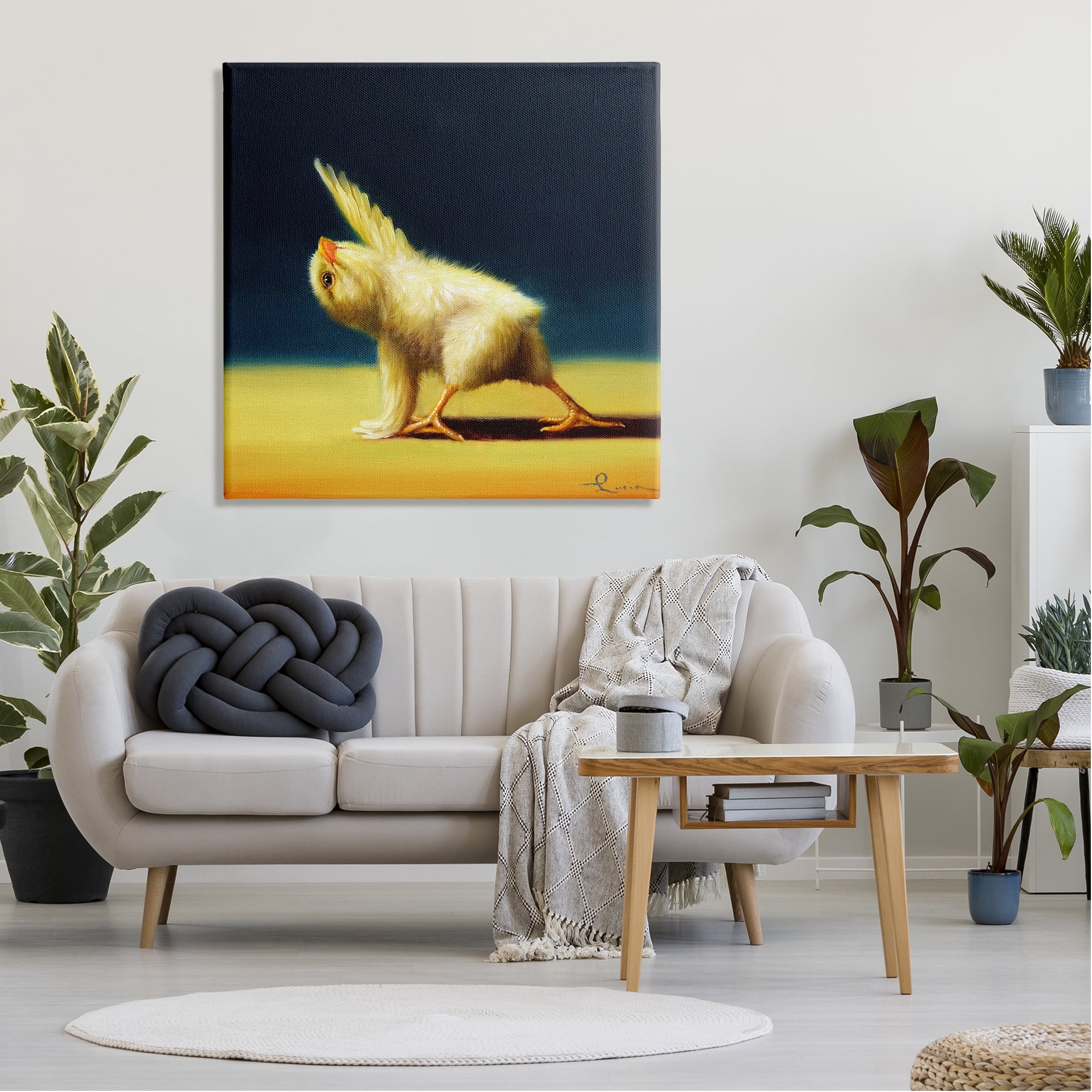 Stupell Industries Detailed Stretching Yoga Chick Bird Painting Canvas Wall Art, 36 x 36, Design by Lucia Heffernan