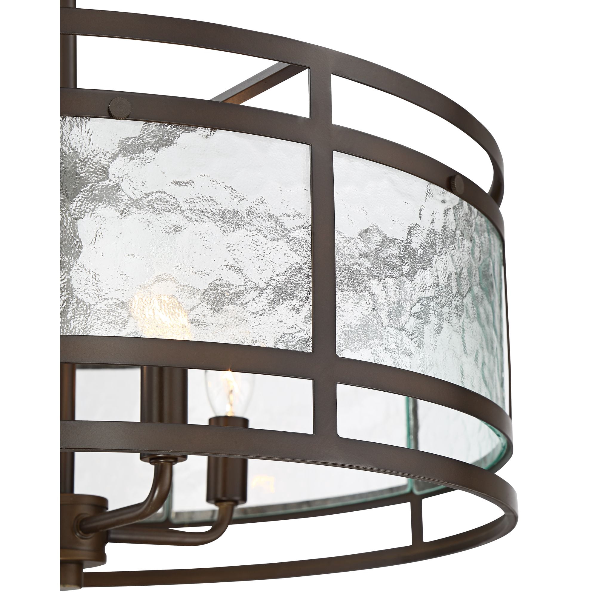 Franklin Iron Works Edinger Oil Rubbed Bronze Pendant Chandelier 20" Wide Rustic Clear Waterglass Textured Shade 4-Light Fixture for Dining Room House