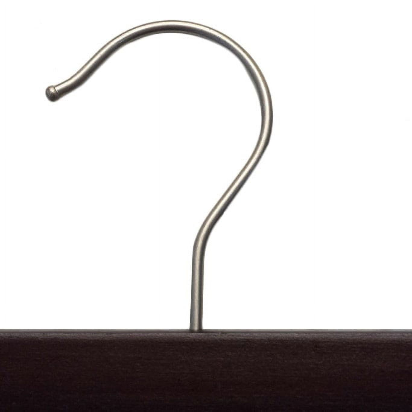 NAHANCO 14" Wooden Pant Hanger,Low Gloss Mahogany (Pack of 100)
