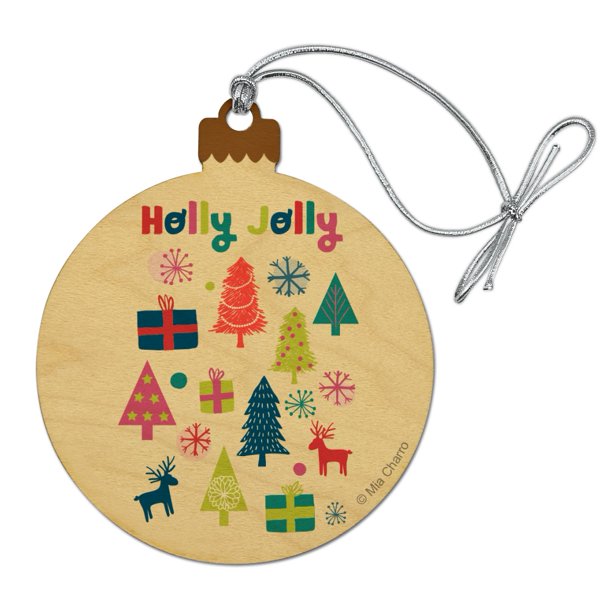 Holly Jolly Christmas Wood Christmas Tree Holiday Ornament Walmart