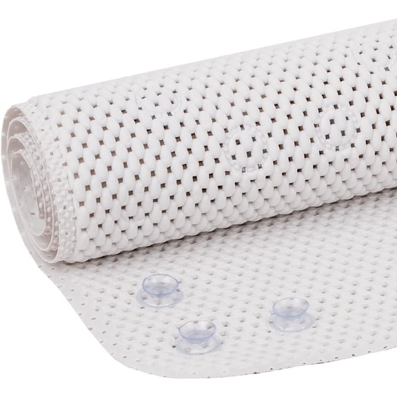 Shiob Brand Cushioned Foam Bath Mat for Tubs, Non-Slip with Suction Cups, 17 Inches x 36 Inches, White