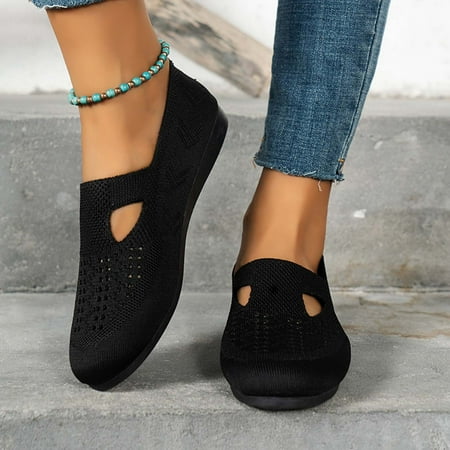 

Kiplyki New Arrivals Womens Solid Color Round-Toe Flats Shoes Lightweight Soft Sneakers Casual Shoe