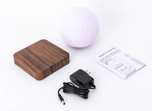 Levitating Moon Lamp with Non-Slip Mat, 3D Printing Magnetic Floating Light, LED 3 Light Colors, Spinning Moon Night Light for Home, Bedroom, Office Decor & Lighting