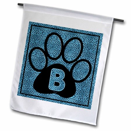 3dRose Letter B Blue Cheetah Print Cat Paw - Garden Flag, 12 by 18-inch
