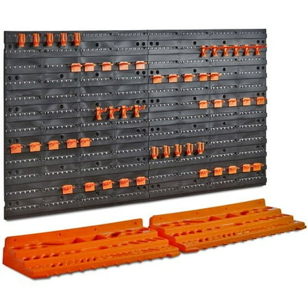 - VonHaus 50 Piece Wall Mounted Plastic Pegboard and Shelf Tool Organizer 21'' H x 37.7'' W Kit